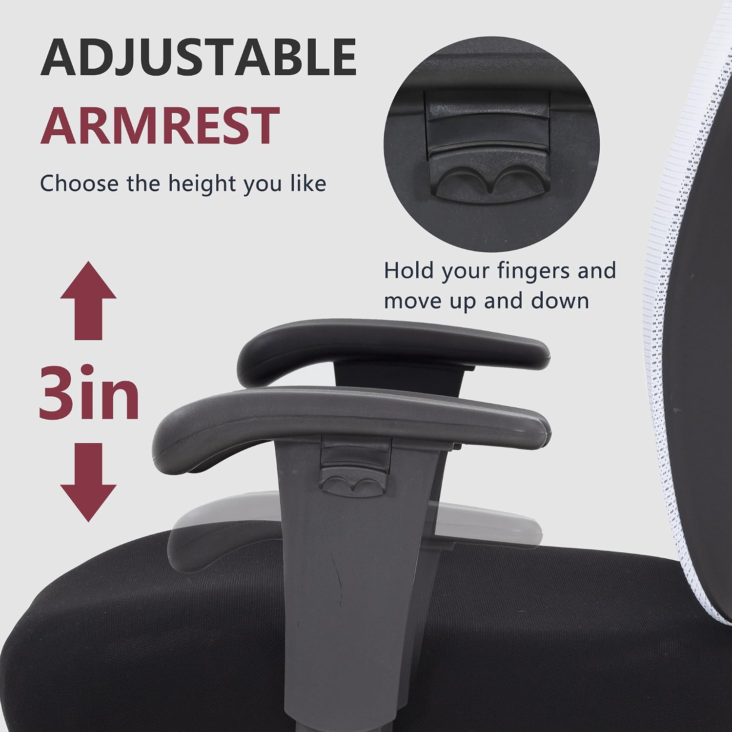 Big and Tall Office Chair 400lbs Desk Chair Mesh Computer Chair with Lumbar Support Wide Seat Adjust Arms Rolling Swivel High Back Task Executive Ergonomic Chair for Home Office (White)