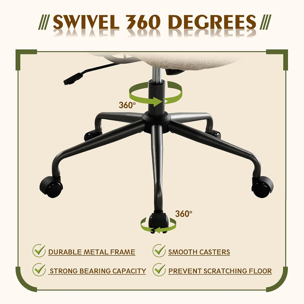 CAODOC High Back Office Chair,Modern Swivel Office Chair,Brown Suede Fabric Gaming Chair,Height Adjustable Home Office Desk Chair with Lumbar Support