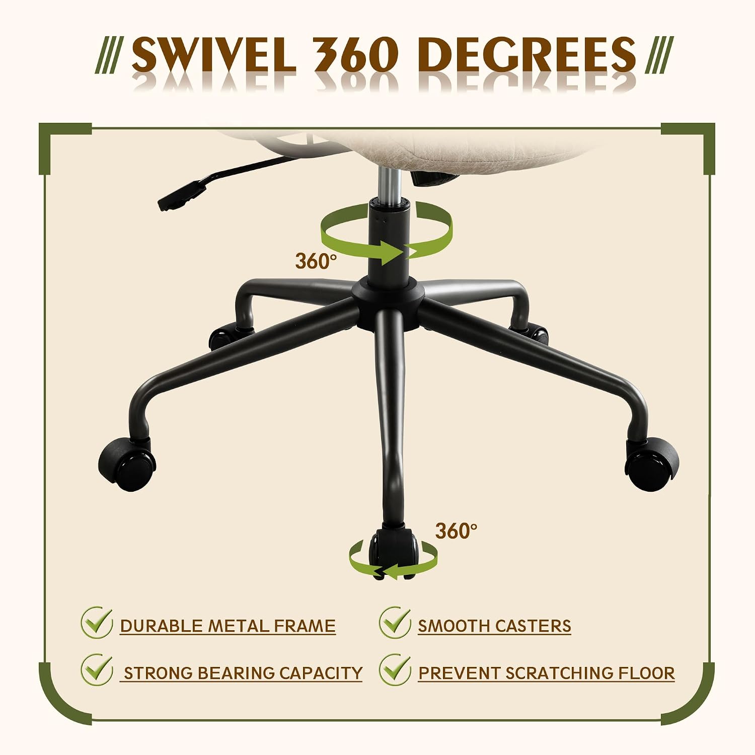 CAODOC High Back Office Chair,Modern Swivel Office Chair,Brown Suede Fabric Gaming Chair,Height Adjustable Home Office Desk Chair with Lumbar Support