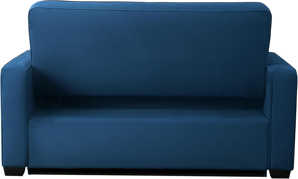 Serta Ainsley 66.5' Convertible Sleeper Loveseat, Full Size, Dreamcoil Comfort, Soft Velvet Fabric, Navy