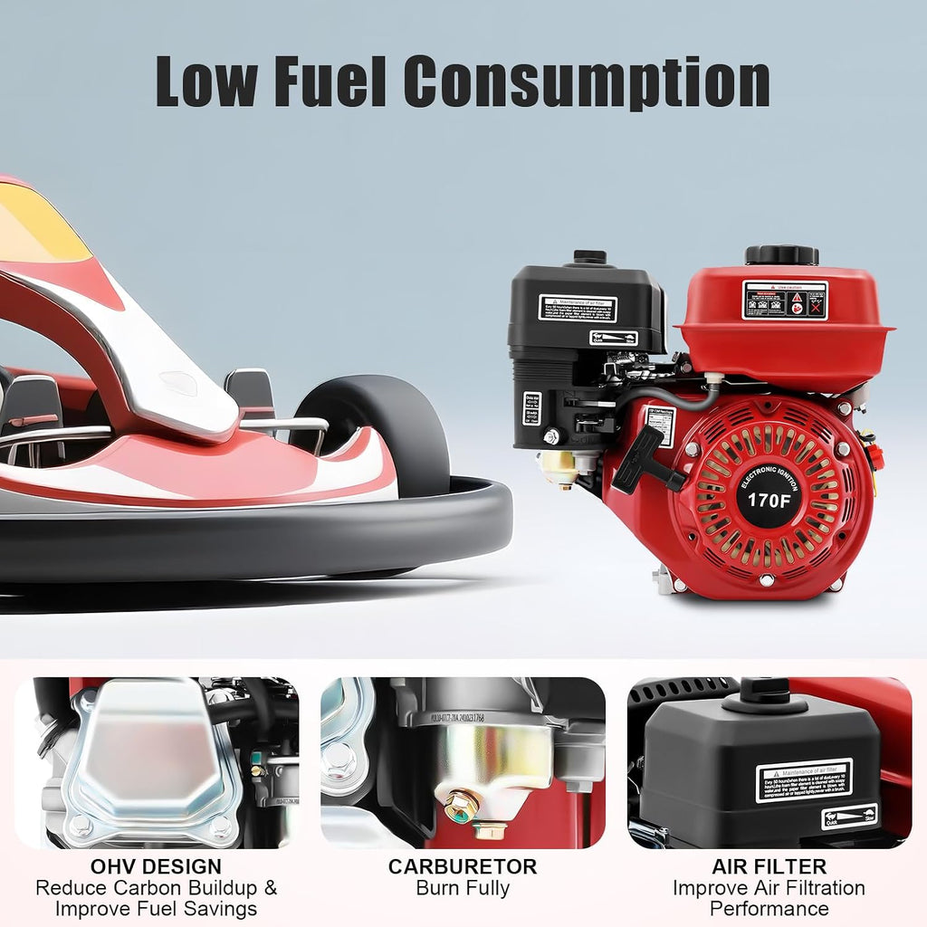 7.5 HP Gas Engine Motor, 212CC 4 Stroke Gas Motor Engine Motor Horizontal Shaft Pull Start, 3000W Gas Powered Engine for Go Kart Water Pumps Lawnmowers