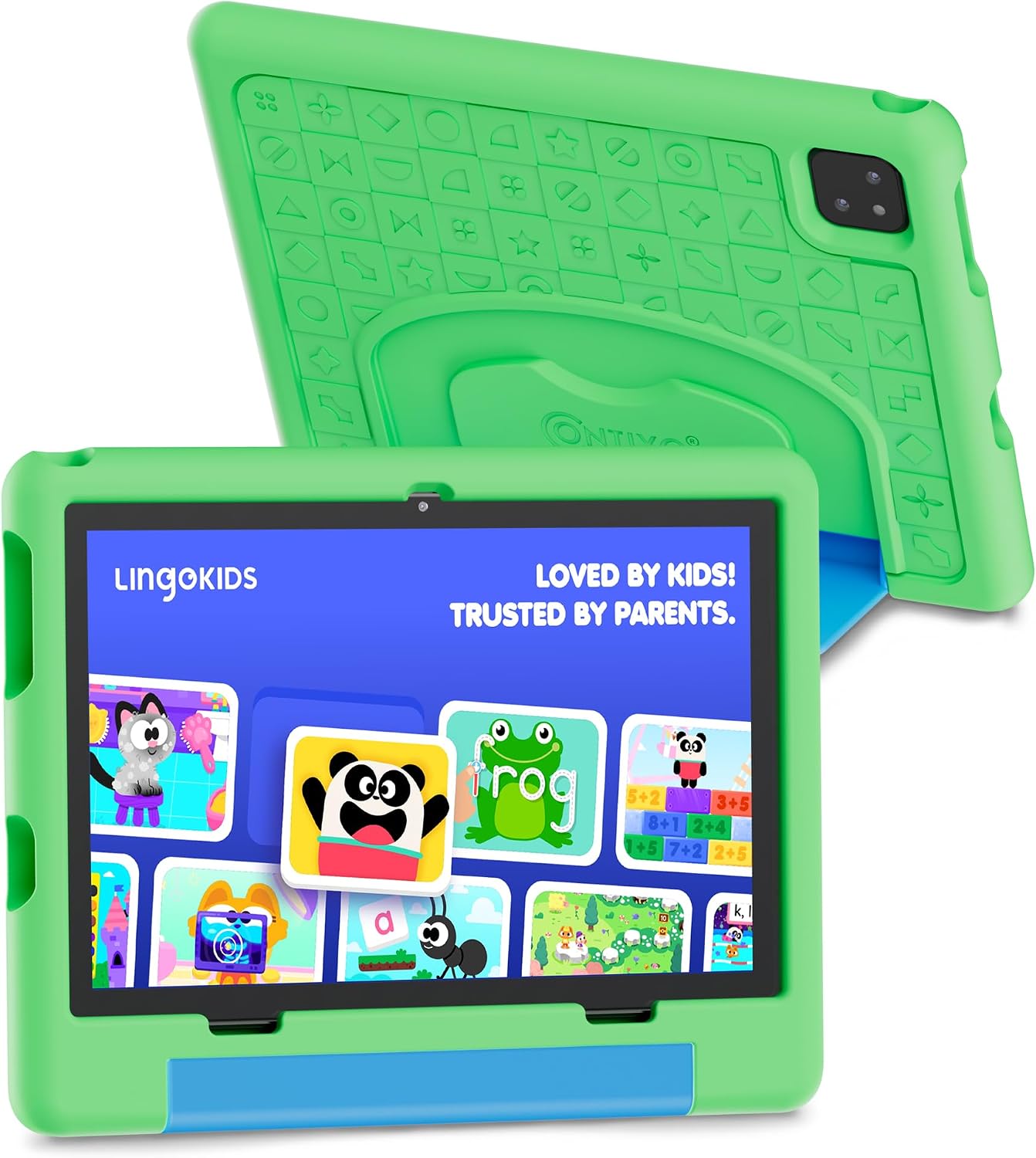 Contixo A10 Kids Tablet with 14 Apps, Lingokids & Epic, 10.1' HD Screen, Android 15, Parental Controls, WiFi, 4+64GB Storage, al Tablet for Kids Ages 3-12, Boys & Girls Gift, Green