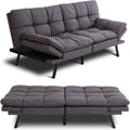 MUUEGM Futon Sofa Bed Memory Foam Futon Sofa Sleeper Couch,Convertible Modern Futon for Living Room,Love seat for Apartments Office Small Spaces,w/Adjustable Armrests Backrest,Linen Fabric,Grey