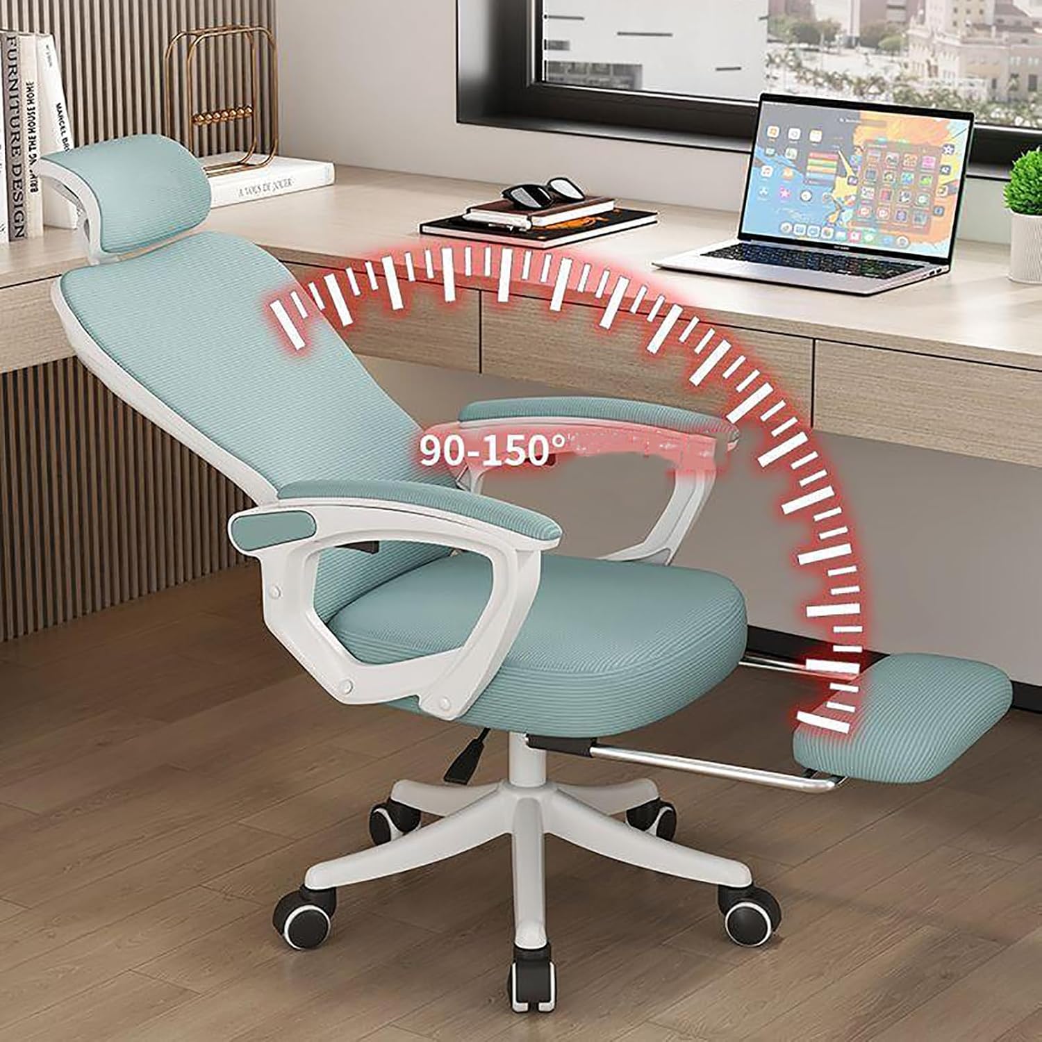 Office Chair, Mesh Ergonomic Office Chair, Home Office Computer Chair, with Lumbar Support Armrests, Height-Adjustable 360-Degree Swivel, Suitable for Heavy Weight People Use/C