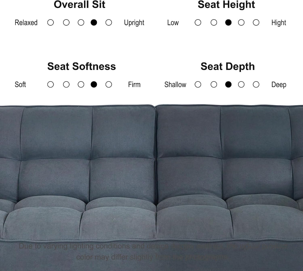 Convertible futon Sofa Bed, Sleeper Sofa Bed with Adjustable backrest, Small Space Small Sofa, Living Room, Bedroom (Dark Gray)