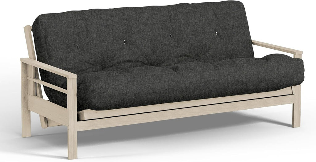 Loosh Home | 10' Full Size Futon Sofa Bed Pocket Coil Foam Mattress - USA Made, Charcoal Velvet Chenille, Frame Not Included