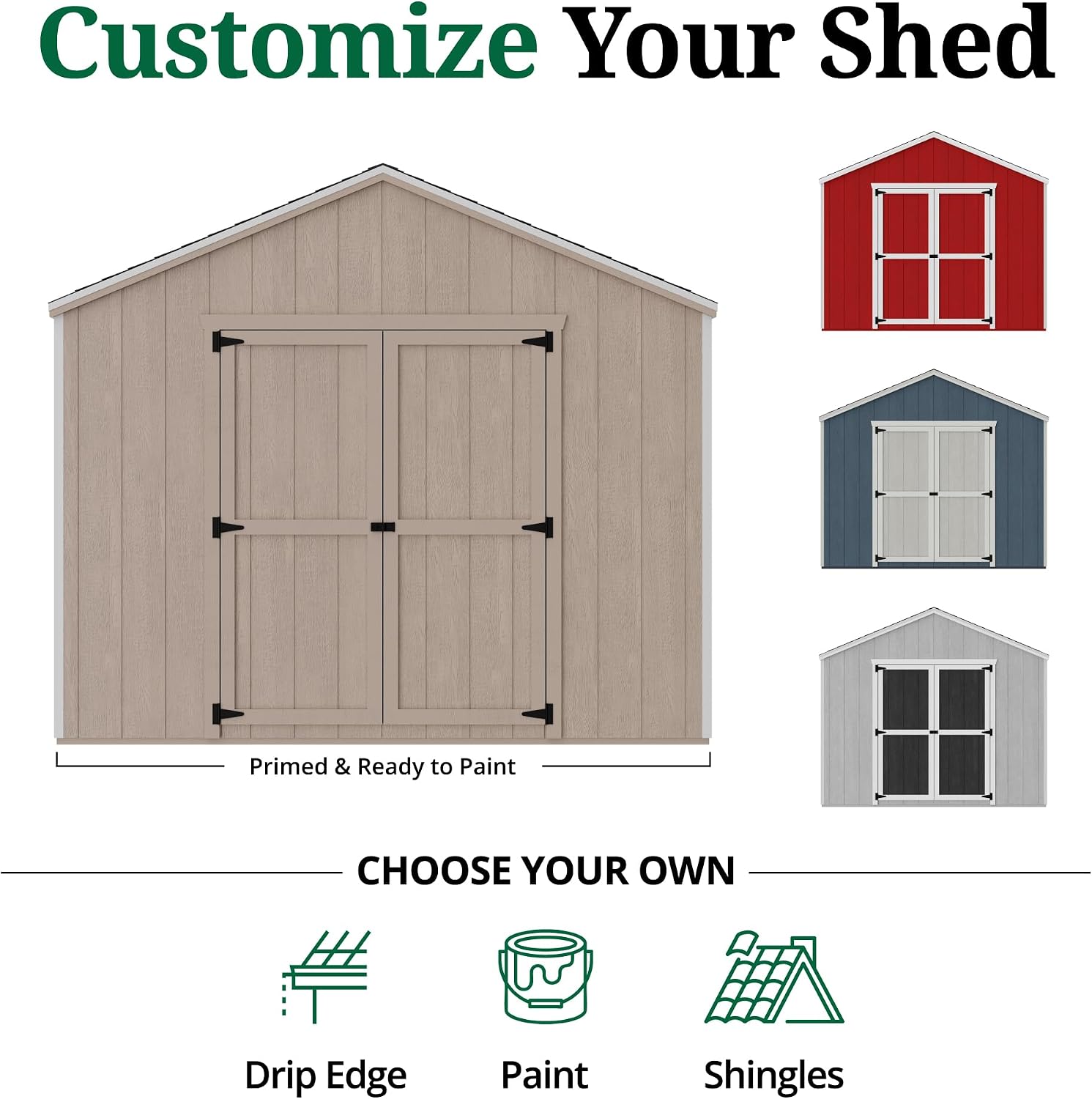 Little Cottage Co. 10x12 Value Gable Shed with Floor, Outdoor Wood Storage Do-It-Yourself Precut Kit