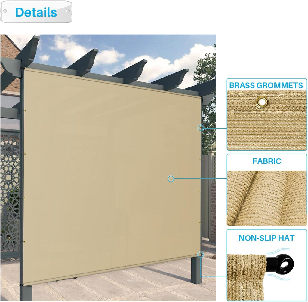 Patio 11' x 4' Pergola Cover Canopy Replacement Shade Cloth with Grommets Weighted Rods Outdoor Sun Shade Screen UV Block for Gazebo Backyard Deck Porch Balcony, Sand