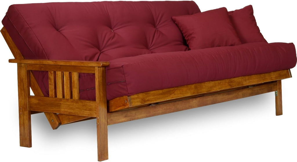 Nirvana Futons Stanford Wood Futon Frame - Queen Size (Frame Only), Transform to 3 Positions - Sofa, Lounger, Bed