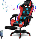 Gaming Chair for Teens or Adults Ergonomic Pro Video Game Chairs with RGB Lights and Speakers Reclining Computer Chair with Footrest High Back Massage Gamer Chair Big and Tall Office Desk Chair