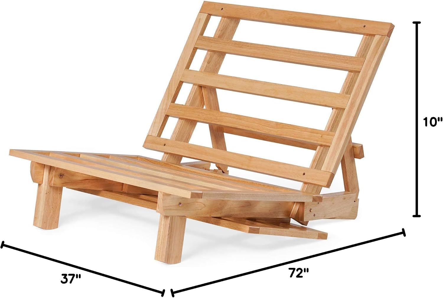 Nirvana Futons Twin Tri-Fold Wood Futon Sofa Bed Lounger Frame - (Space Saver, Natural Finish) Ideal for Small Spaces, RVs, and Dorm Furniture