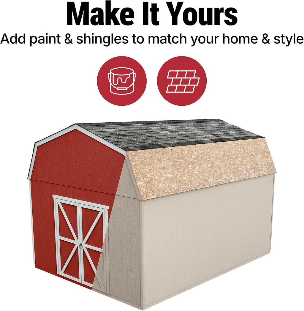 Handy Home Products Hudson 12x16 Do-it-Yourself Wooden Storage Shed with Floor Kit- Does not Include Paint or Roofing Shingles