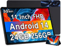 Tablet 11 inch Android 14 Tablets, 24GB+256GB+1TB Expand, Android Tablet with 8000mAh, Octa-Core, 13MP+5MP Camera, IPS Touchscreen, 5G WiFi, BT5.0, Widevine L1, GPS - Metal Black