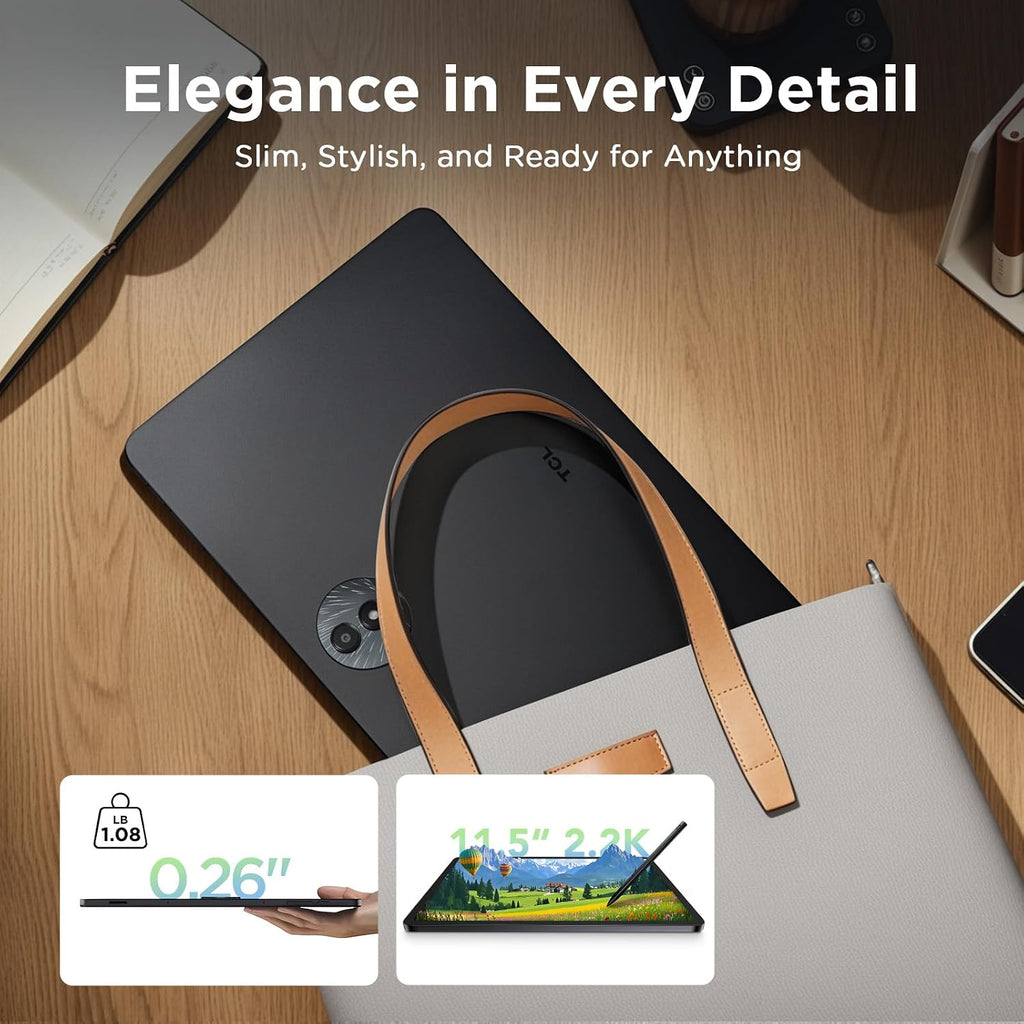 TCL NXTPAPER 11 Plus Android Tablet, 11.5' 120Hz 2.2K Drawing Pad & Digital Notebook, Stylus Included, NXTPAPER 4.0 Display, AI Tools, 8+8GB RAM, 256GB Storage, 8000mAh Battery, Onyx Black