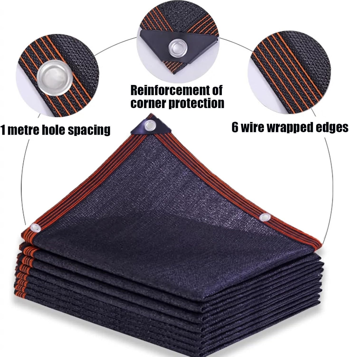 KAnduo Garden Shade Cloth Black for Plants 6x12 12x16 16x20ft Sun Shade Net, Mesh Sun Shade Tarp with Lashings and Ties Grommets, for Plants Cover, Patio(19.6x23ft)