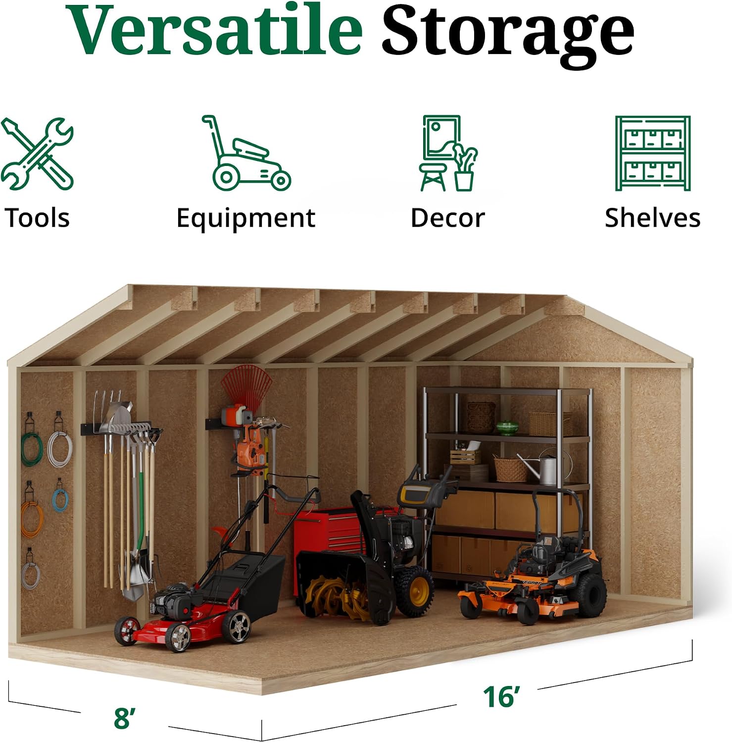 Little Cottage Co. 8x16 Value Gable Shed with Floor, Outdoor Wood Storage Do-It-Yourself Precut Kit
