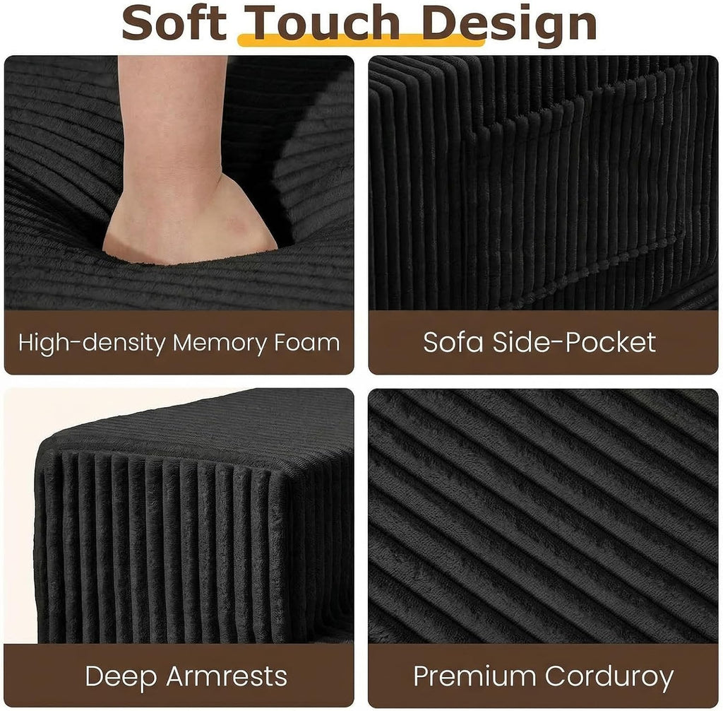 cidludto Convertible Sofa Bed, 78' Oversized Boneless Loveseat Couch 2 in 1 Foldable Futn Bed Couch in A Box, Folding Sleeper Sofa Chair for Living Room, No Assembly Required, Black