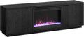 Henn&Hart Rectangular TV Stand with 26' Crystal Fireplace for TV's up to 78' in Black Grain, for Home, Living Room, Bedroom, Entertainment Room, Office