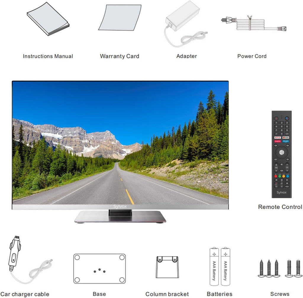 SYLVOX RV TV, 32-Inch 12 Volt Television, 1080P Full HD, 178° Wide Viewing, Google TV OS, HDMI & USB Ports, AC/DC, Wide Voltage Protection, Limo Series
