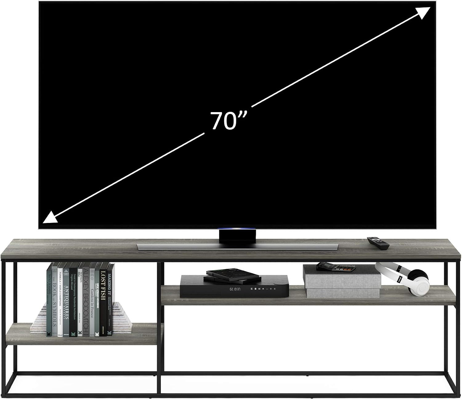 Furinno Moretti Modern Lifestyle TV Stand, French Oak Grey