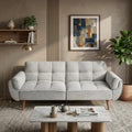 Convertible Futon Sofa Bed, Modern Futon Couch with 2 Pillows, Small Futons Couch with Adjustable Armrest & Backrest, Loveseat Sofa Bed for Living Room, Bedroom, Gray