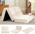 6-Inch Tri-Folding Mattress Full Size - Foldable Futon Sofa Bed with Removable Washable Cover, Folding Futon Mattress | Non-Slip Bottom & Carry Handles for Guest, Camping, Dorm