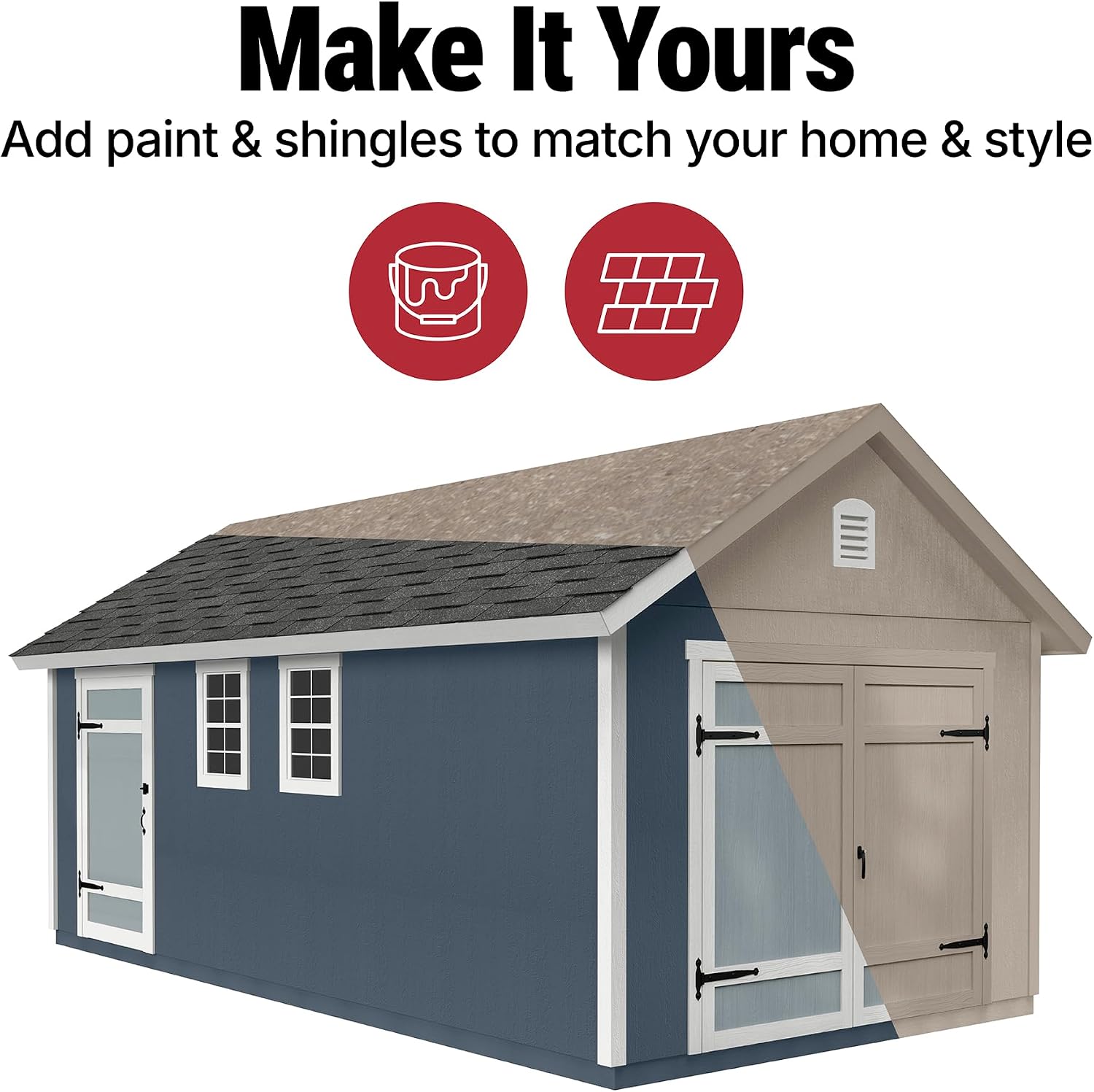 Handy Home Products Cedarhill 12x20 Wooden Storage Shed- Does not Include Floor kit, Paint, or Roofing Shingles