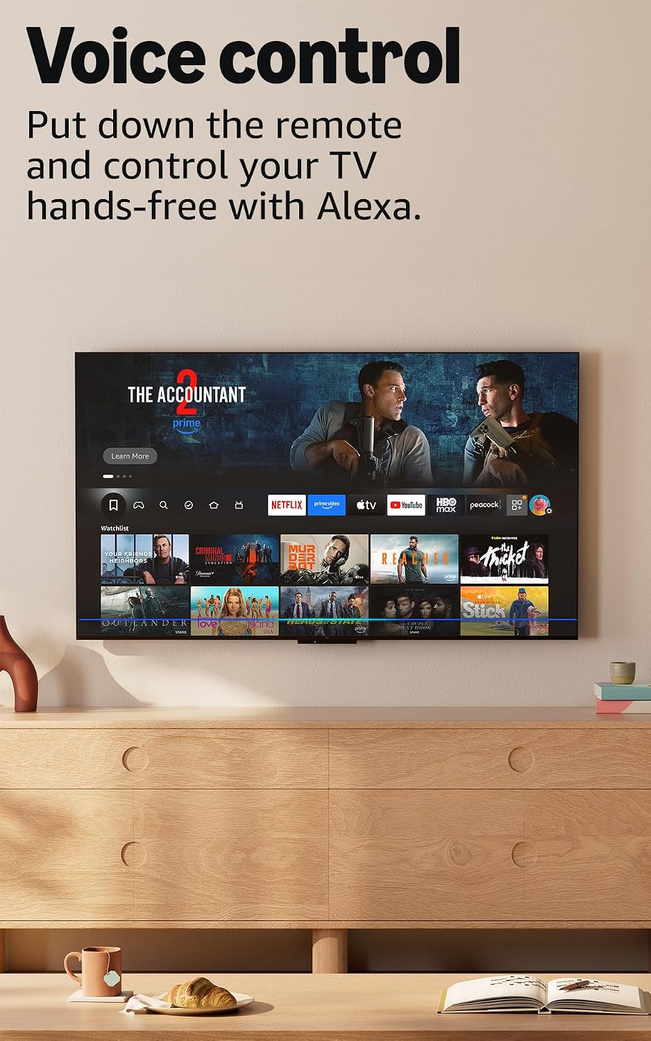 Amazon Ember 65' QLED Series with Fire TV (newest model), 4K Ultra HD smart TV, HDR10+, Dolby Vision, Dolby Audio, quad-core processor, find shows faster with Alexa+