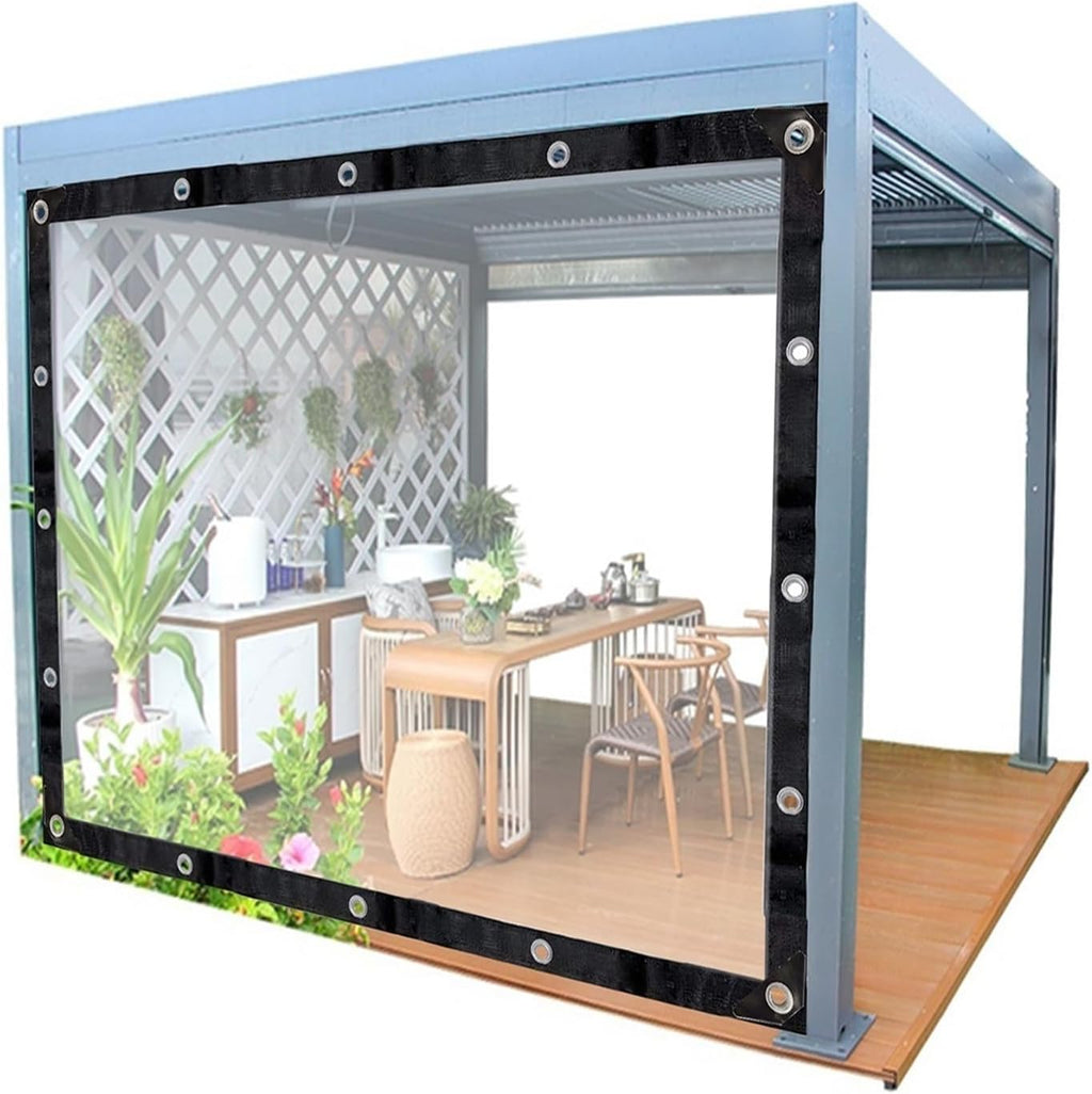 Transparent Tarpaulin with Eyelet, Clear Waterproof Side Panels with Grommets, Outdoor Transparent Tarpaulin Curtain for Patio, Pergola, Porch, Gazebos, Plant Size : 14x20ft(4.3x6.1m)