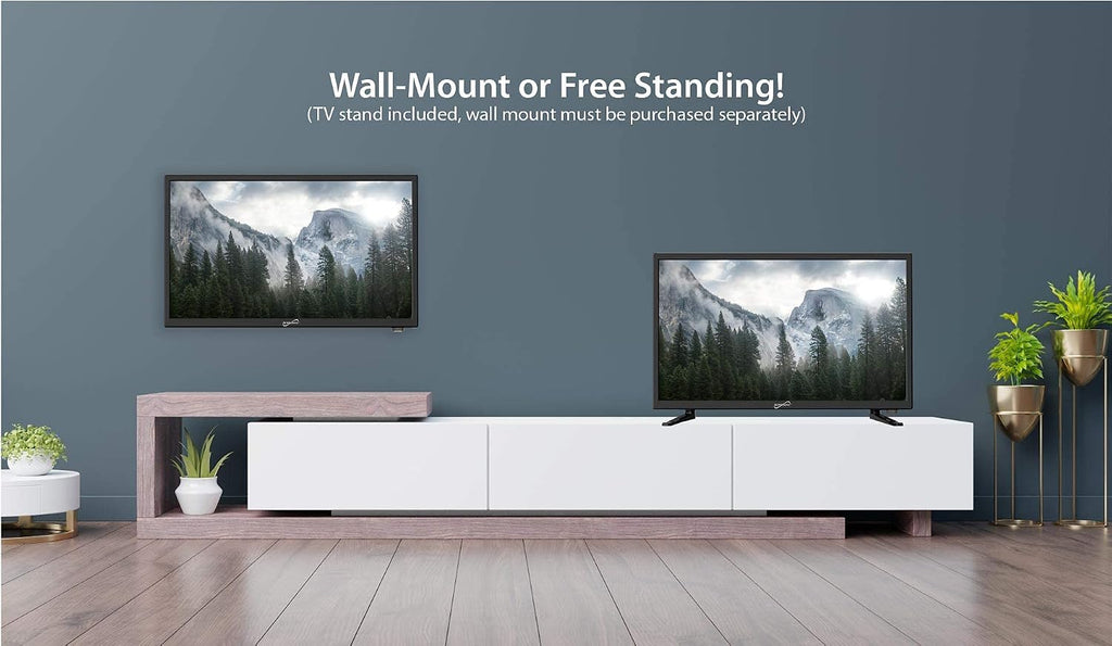 Supersonic SC-2411 23.6' DLED HDTV with Built-in Dual Tuners, HDMI Input, 1080p Resolution, 178° Viewing Angle, USB Compatible, Remote Control and AC/DC Compatibility