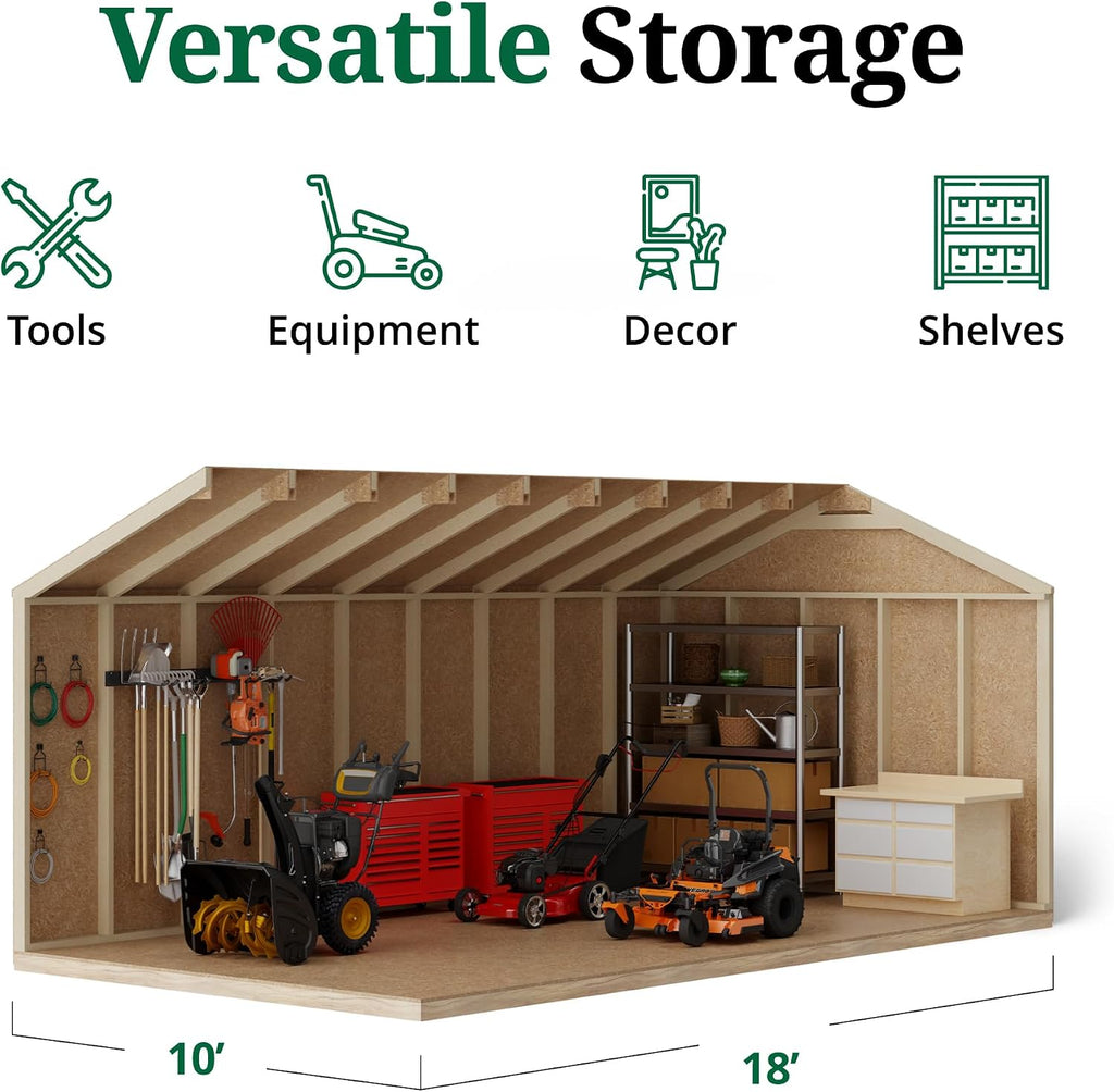 Little Cottage Co. 10x18 Value Gable Shed with Floor, Outdoor Wood Storage Do-It-Yourself Precut Kit