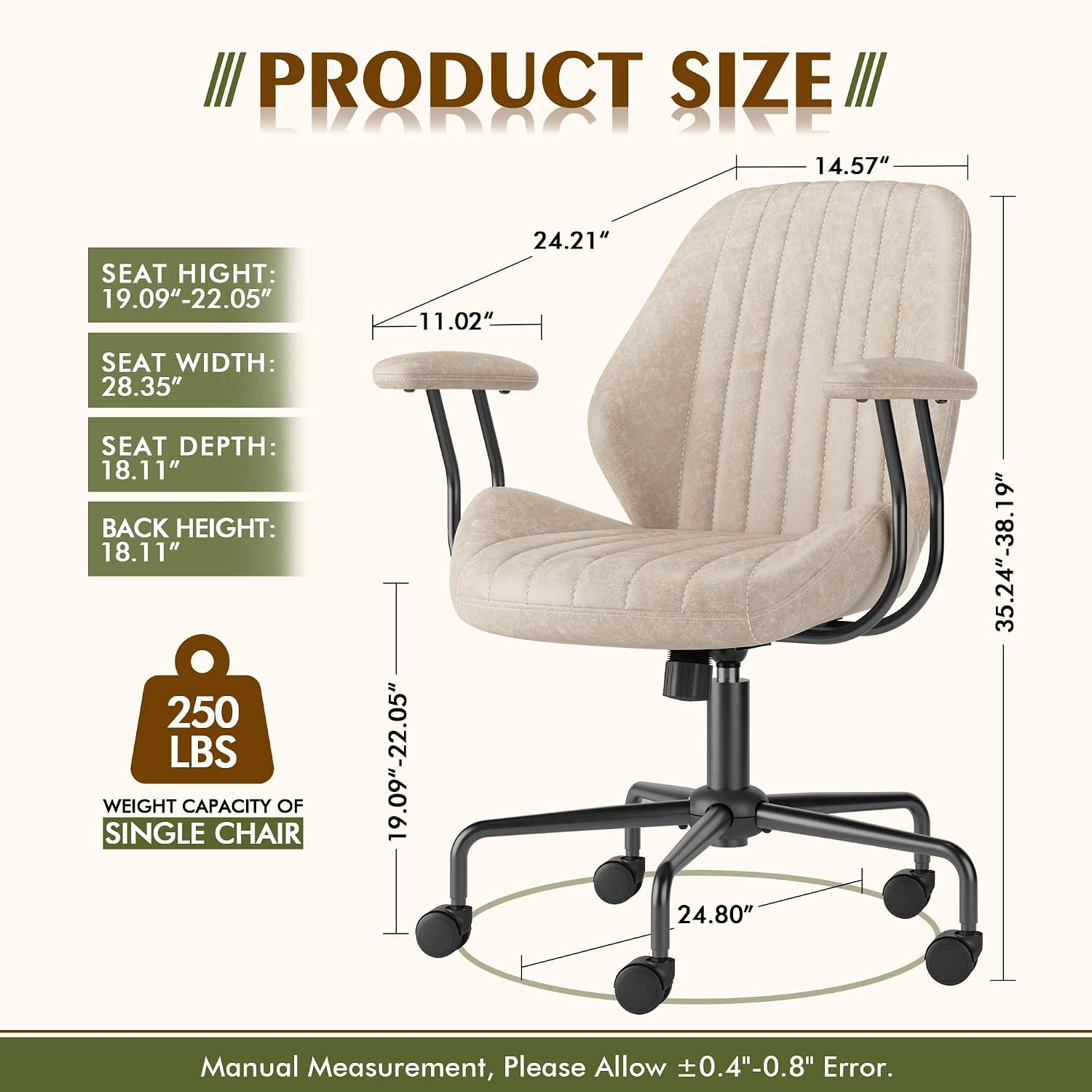 CAODOC High Back Office Chair,Modern Swivel Office Chair,Brown Suede Fabric Gaming Chair,Height Adjustable Home Office Desk Chair with Lumbar Support
