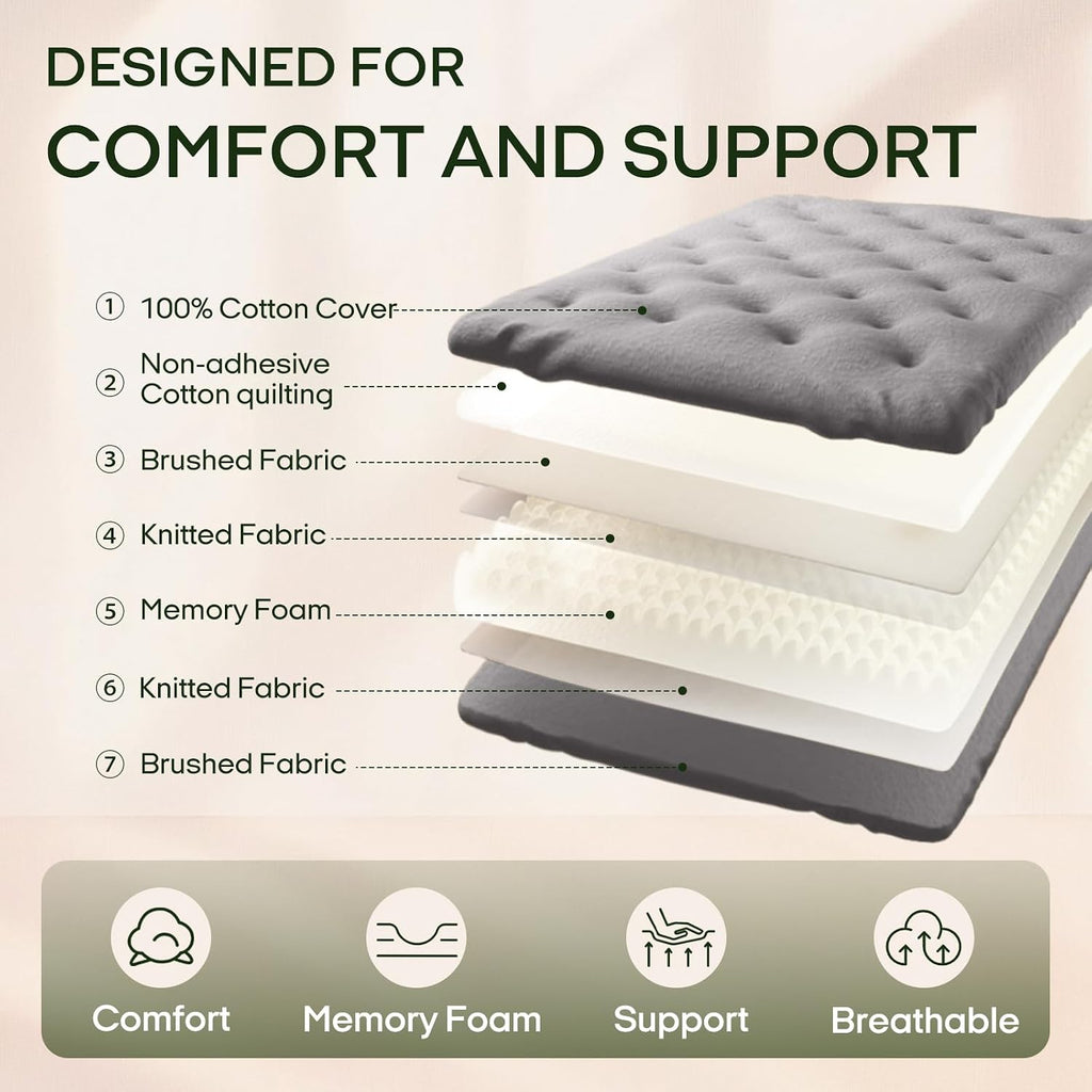ZonLi Japanese Floor Futon Mattress Twin Size 39'x 75',100% Cotton Cover 6'' Thicken Tatami Mattress,Foldable Sleeping Pad,Portable Dormitory Tatami Mat,Roll Up Floor Lounger Bed for Adult (Grey)