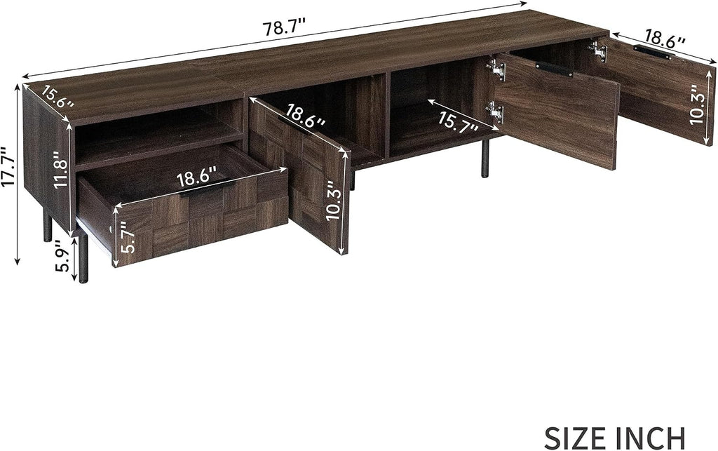 Merax 78' TV Stand for TVs Up to 85', Modern Entertainment Center with Drawer, 3 Doors, and Open Space, Media Console with Unique Mosaic Front Design for Living Room