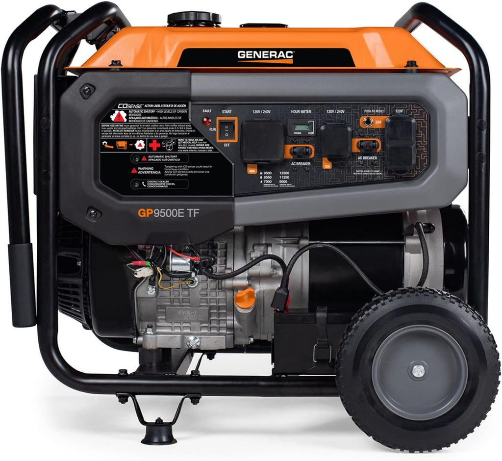 Generac 12,500 Starting Watt Tri-Fuel Portable Generator - Electric Start - Gas, Propane or Natural Gas - Home Backup, Jobsite, or RV - Quiet Operation - Long Runtime - 50-State Compliant