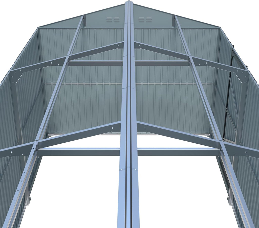 13x20ft Outdoor Storage Shed, Metal Storage Shed Heavy Duty, Large Garage Shed with 2 Doors 4 Vents 2 Translucent Roof