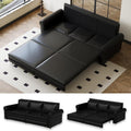 93.7' King Size Sleeper Sofa Bed, Pull Out Sofa Bed, Faux Leather Upholstery, 3 in 1 Convertible Sleeper Couch, Chaise Lounge, Retro Recliner for Living Room, Apartment, Office, Black