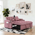 Loveseat Sofa Bed with USB Ports, Phone Holder & Cup Holders | Convertible Futon Couch for Small Spaces, Pull-Out Sleeper Sofa for Living Room & Apartments (Pink)
