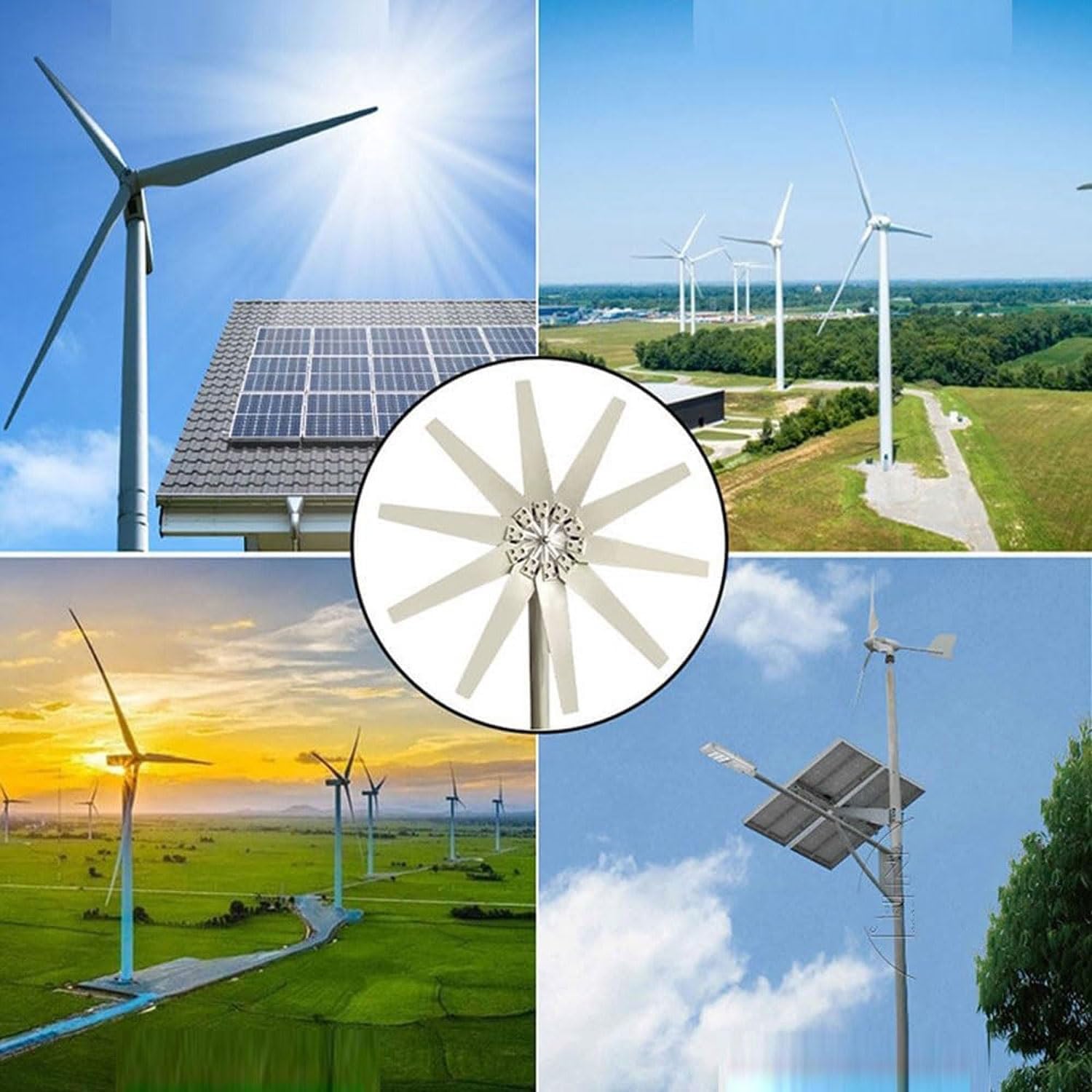 Wind Turbine Generator Kit 10000W, 12V 24V 48V 220V Windmill Generator, 10 Blade Wind Power Generator, Small Free Energy Generator for Home Farm, Mountainous Areas(12V)