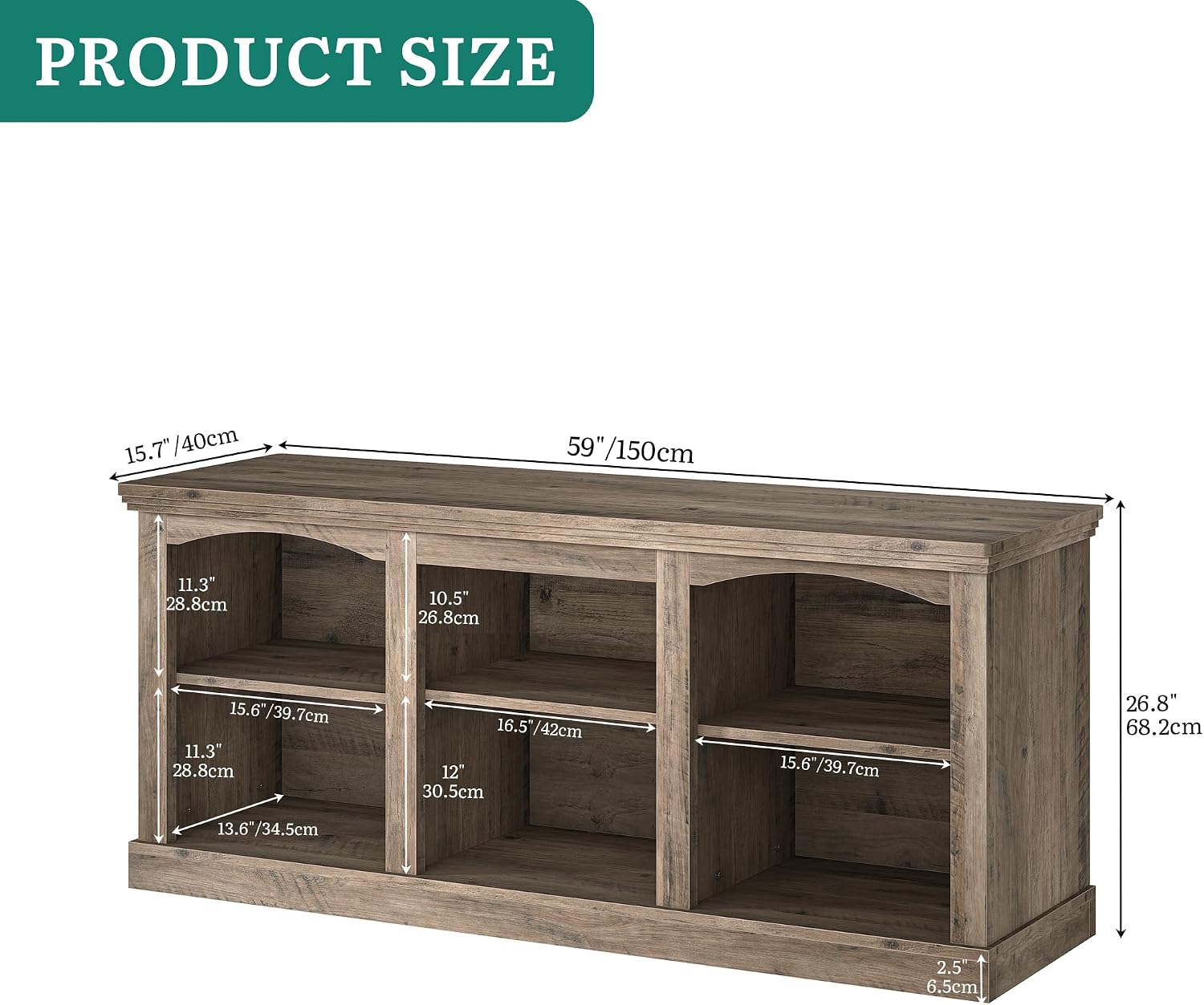 YITAHOME Farmhouse TV Stand for 65 Inch TV, Entertainment Center with Adjustable Shelf, Large TV Console Table for Living Room (Washed Grey)