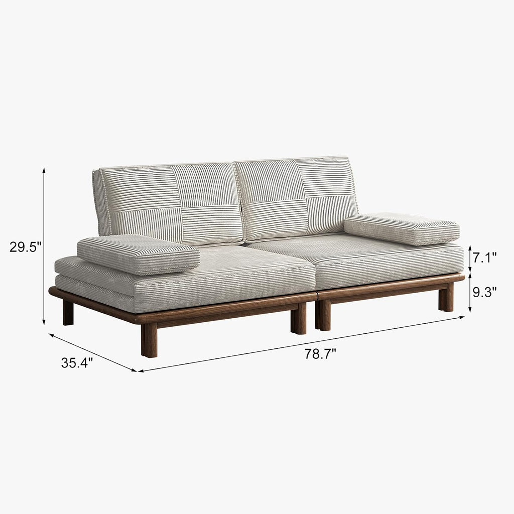 Lartis 78.7' Sofa Bed, Sleeper Pull Out Couch, Modern Couch Convertible Modern Futon for Living Room/Apartment/Bedroom, Modular Design Sofa,Full Solid Wood Frame