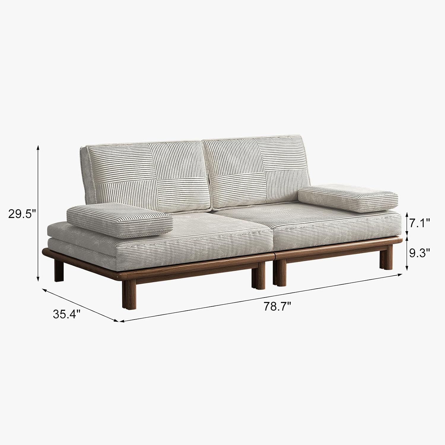 Lartis 78.7' Sofa Bed, Sleeper Pull Out Couch, Modern Couch Convertible Modern Futon for Living Room/Apartment/Bedroom, Modular Design Sofa,Full Solid Wood Frame