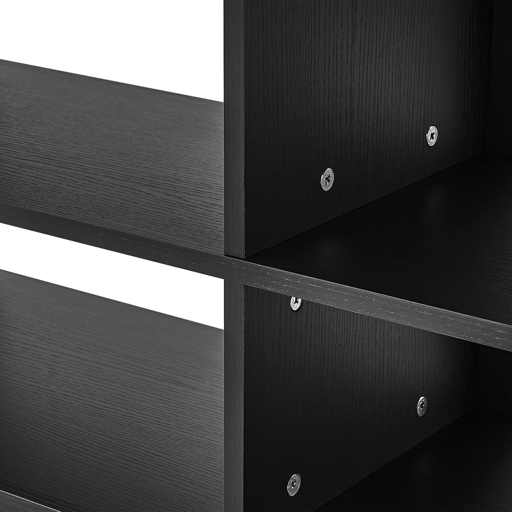 Panana Modern TV Stand with 4 Open Shelves 55inch Entertainment Center for TVs up to 65inch Medial TV Console Table Cabinet for Living Room (Black)