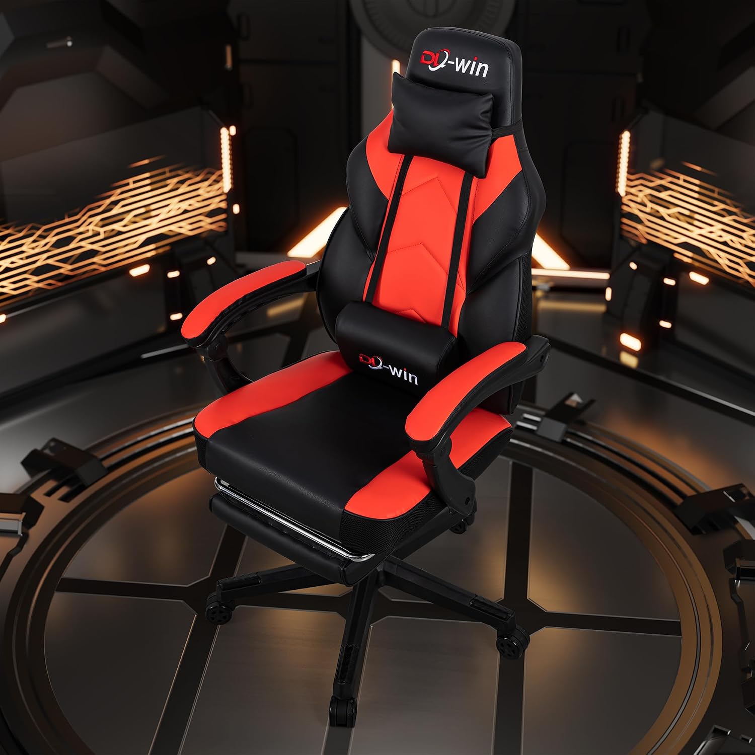 DL-win Computer Gaming Chairs, Gaming Chair with Swivel Computer Gamer Chair for Gaming Rocker, Red