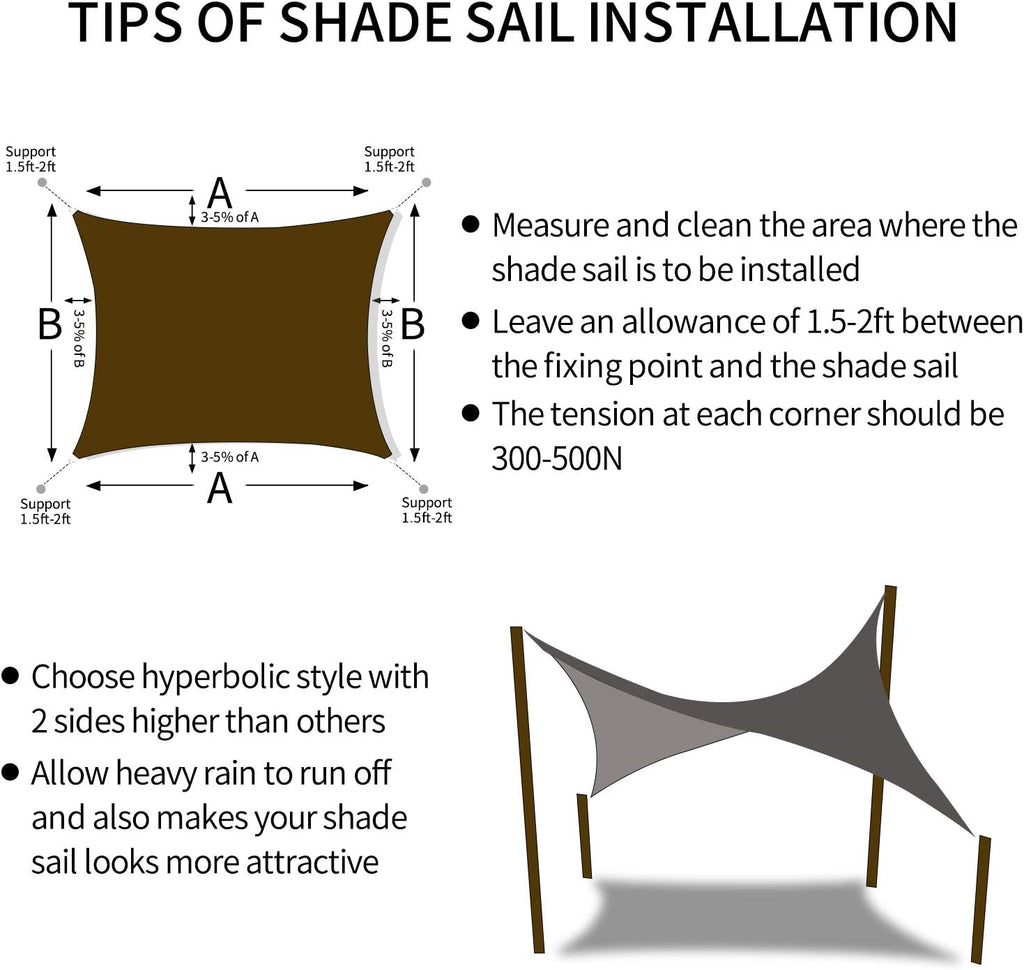 Sun Shade Sail,95% UV Blocker Shade Sails,Outdoor Dark Green Rectangle 8'x26' Waterproof Shade Sail,for Pergola Carport Awning Yard Activities