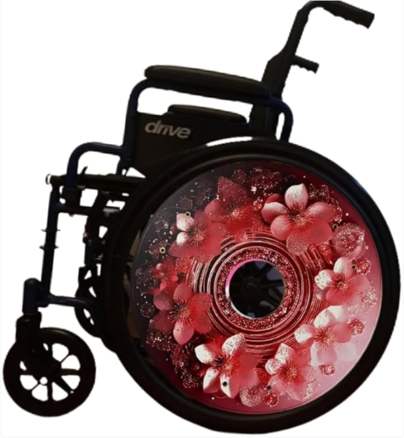 Wheelchair Covers, 20 inches Designer Cover for Wheelchair Wheels, Enhances Aesthetics, Easy Install/Remove, Lightweight, Fashion (Soft Pink Flora)