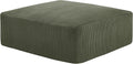 Gericco 113' Modular Sectional Couch, Cloud Boneless Sofa with Deep Seats, Upholstered Corduroy Square Stuffed Ottoman Pouf, 40 * 40 Inch Furry & Fluffy Movable Foot Stool for Living Room, Green