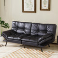 MUUEGM Futon Sofa Bed Convertible Couch,Memory Foam Futon Sofa Couch,Sleeper Futons Sofa Couches,Small Splitback Modern Loveseat Sofa Bed for Living Room,Office,Apartment,Faux Leather,Black.