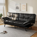 Opoiar 71' L Covertible Futon Sofa Bed,Faux Leather Futon Couch, Memory Foam Modern Loveseat Sleeper, Small Splitback Sofa Couches for Living Room,RV,Home Office,Apartment,Black