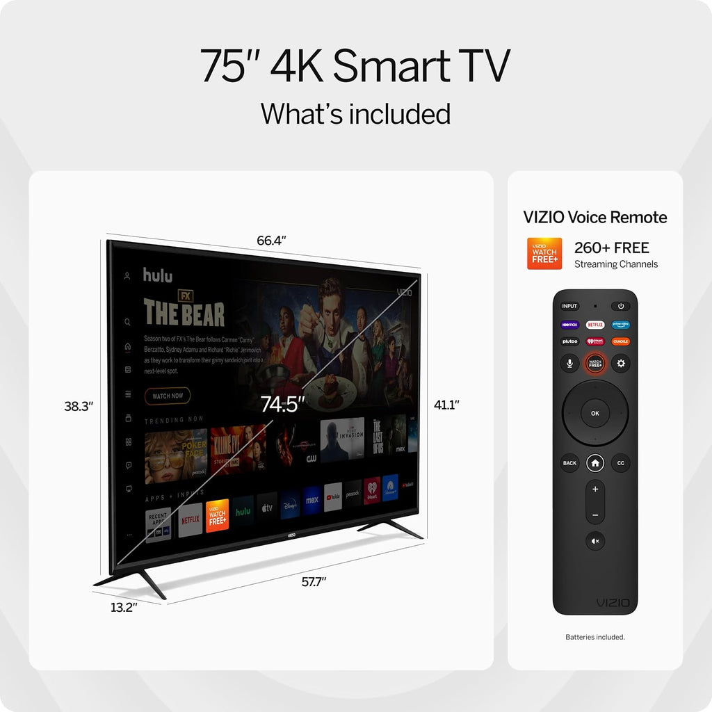 VIZIO 75-Inch V-Series 4K UHD LED Smart TV with Voice Remote, Dolby Vision, HDR10+, Alexa Compatibility, V755-J04, 2022 Model